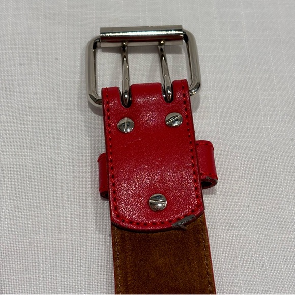 Vintage Leather double grommet belt unisex size Small - Picture 5 of 6